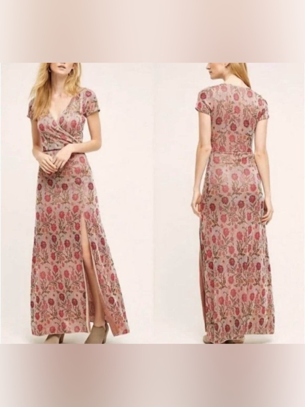 Cecilia Prado Anthropologie Metallic Pink Dress v neck